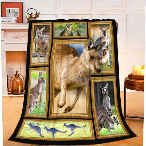 UIAMT Kangaroo Blanket Kangaroo Plush Throw Blanket Warm Animal Blanket for Kangaroo Lover Flannel Fleece Bedding Stuff Decor Blanket Gifts for Girls Boys Kids Adults Man Woman Bed Travel 40