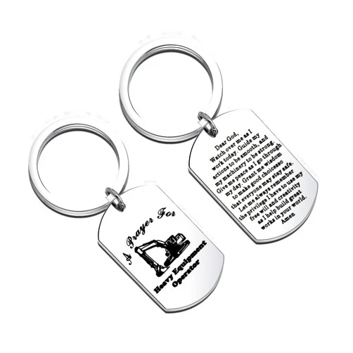 BNQL Excavator Keychain Excavator Gifts For Digger Drivers a Prayer For Heavy Equipment Operator Keychain Construction Keychains