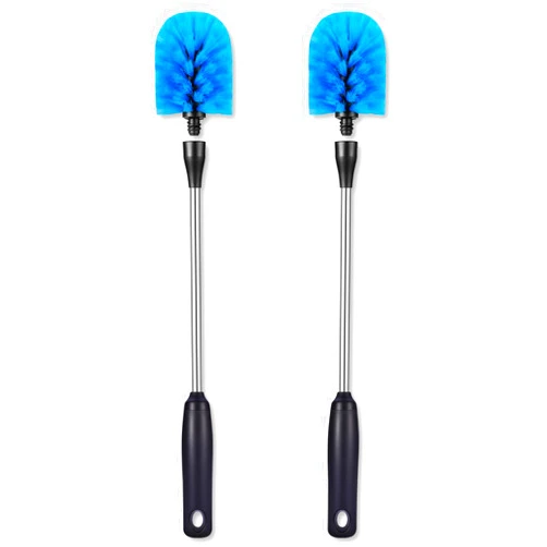 MOSOLAN Stainless Steel Bottle Brush, 2 Pack Long Handle Scrubbing Brush with Removable Head for Narrow Neck Bottles, Tumblers, Coffee Mugs and Flasks, 15 in