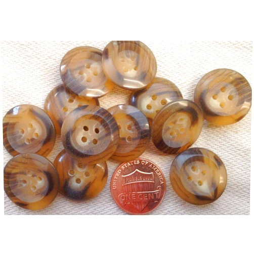 PHOANH STORE 12 Brown Tan Swirl Plastic Semi-Translucent Sew-through Buttons 3/4