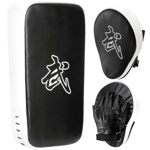 WUWEOT 2-in-1 Punching Mitts Kick Pack Set, Boxing Mitts Focus Pads and Taewondo Kick Pad, Adjustable Soft Shield Durable Training Pads Set for Boxing, Kickboxing, Karate, Muay Thai, MMA Training