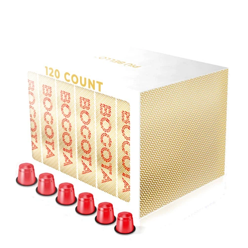 Piu Bello Bogota Flavor Coffee Pods - Nespresso Machine (Original) Compatible Capsules Pack - Rich & Balanced Taste - Strong Italian Espresso Flavored - Kosher Certified (120 Count Single Flavor)
