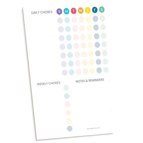 bloom daily planners Magnetic Chore Chart Planning Pad - Daily & Weekly Habit To Do Tracker for Adults, Teens, Kids - Family Organizer and Responsibility Reward System - 60 Sheets - 6” x 9”, Bright