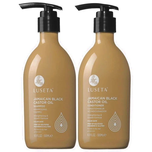 L LUSETA Luseta Castor Oil Shampoo and Conditioner Set Strengthen and Cleanse Thin Hair Restore Damaged Hair Sulfate Free for Men & Women 16.9oz*2