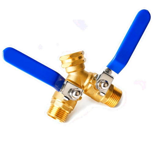 BILAL Garden Hose Splitter 2 Way Heavy Duty, Brass Faucet Adapter With Long Handle For Gardening Water Hose Shut Off Valve Hose Connector Fittings Outdoor Water Spigot Hose Bib Y Splitter