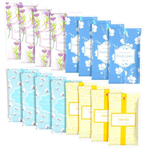 SCENTORINI Sachets for Drawers and Closets, Sachets Bags Long-Lasting, 16 Pack,Wardrobes, Lavender Linen Vanilla Cotton， Home Fragrance Sachet for Closet, Drawer, Wardrobe