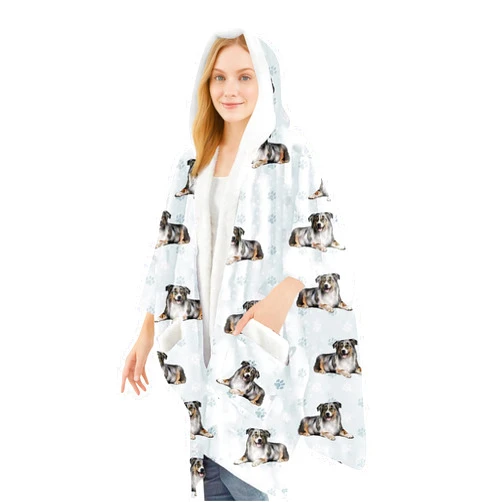 E&S Pets Sherpa Wearable Blanket Hoodie for Women – Soft Fleece Snuggs Wrap – 32 Dog & Cat Breeds – Warm Pet Lover Gifts