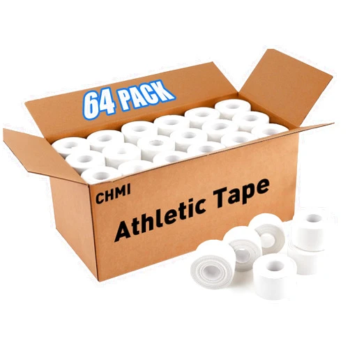CHMI Athletic Tape,White Sports Tape (64 Pack), 640 Yards Rolls Very Strong Easy Tear NO Sticky Residue Best Tape for Gymnastics Climbing Bat Injuries Medical (1.5 Inch X 640 Yards).