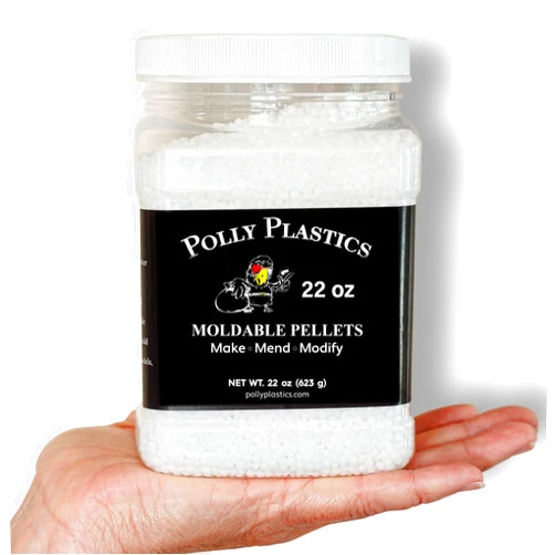 Polly Plastics Professional-Grade Moldable Plastic Pellets by Polly Plastics - Cosplay & Hobbyist Supplies for Crafting, Repairs, and More - EZ Grip Jar with Idea Booklet (22 oz)