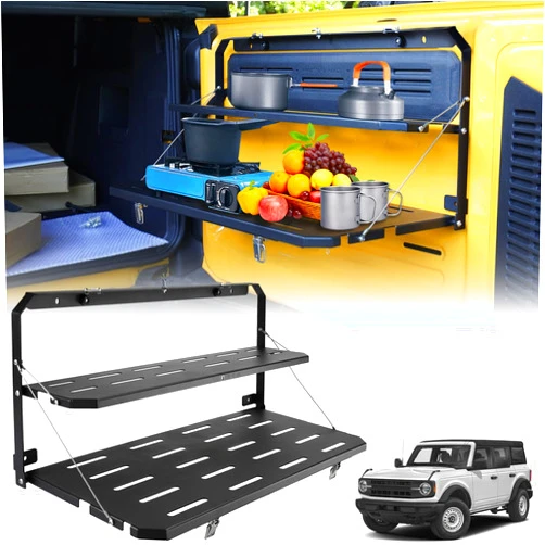 AUXFREE Tailgate Table Foldable Double-Layer Rear Tailgate Storage Table Cargo Shelf Storage Shelf Compatible with 2021 2022 2023 2024 Ford Bronco Accessories 2/4 Door