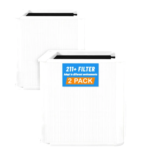 KMCSOYE 211+ Replacement Filter 2 Pack, Compatible with Blue Pure 211+ Air Purifier, 2-Stage Filtration System with H13 True Filter and Activated Carbon, for Home Bedroom Use, Collapsible Air