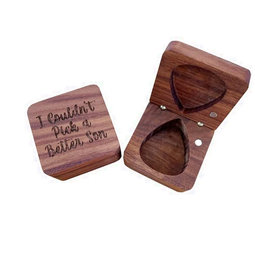 FWIW Walnut Guitar Pick Storage Box, I Couldn't Pick a Better Son, Birthday Christmas Guitar Gift for Son, 1 Pack