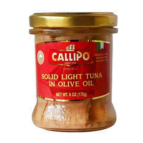 CALLIPO Solid Light Tuna in Olive Oil in a glass Jar - 6 oz (170 g) (Pack of 2)