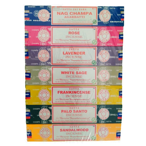 Guruji Divinity Sai Baba Incense Gift Set Nag Champa, White Sage, Lavender, Rose, Palo Santo, Frankincense, Sandalwood 15gms