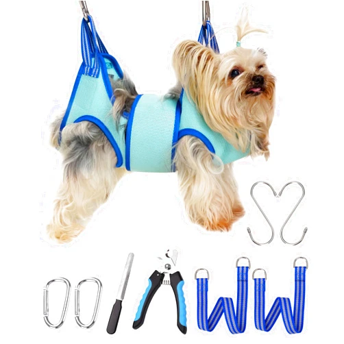 Kkiimatt Dog Grooming Hammock, 2023 New Edition Extra Small Dog Hanging Harness Holder for Nail Clipping,Dog Nail Trimming Hammock,Dog Grooming Sling Dog Grooming Restraint Bag with Wide Strap Sewed