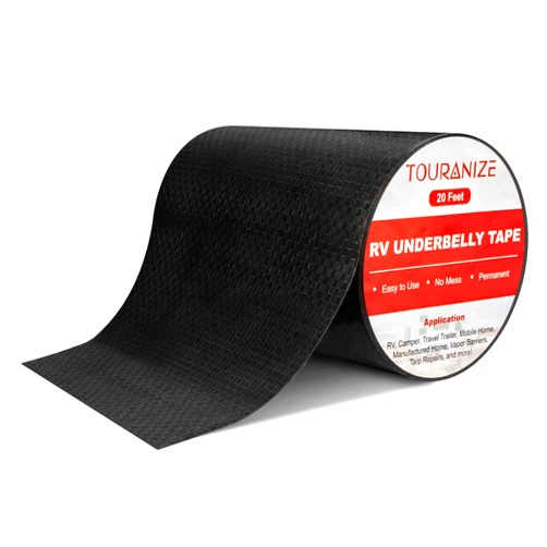 Touranize RV Underbelly Material RV Underbelly Tape, 6'' x 20' Waterproof Flex Belly Tape with Permanent Sealing Adhesive for Mobile Home, Camper Travel Trailer, Tear Repair Patch, Black
