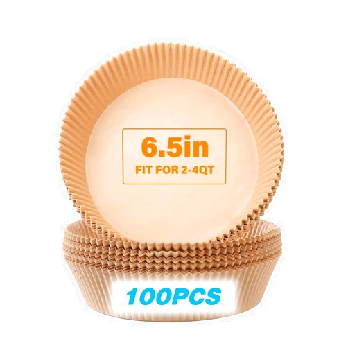 OOTDAY Air Fryer Paper Liners, 100Pcs Round Parchment Paper, Cooking Non-Stick air fryer accessories, Frying Pan, Oil-proof Air Fryers for 2-4 QT Air Fryer Baking Roasting Microwave(6.5