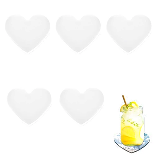 InnoHHustle 5 Pcs Large Silicone Molds for Resin 4.1 * 3.5''Heart Epoxy Mold Large Resin Mold Heart Resin Mold Heart Molds Silicone Heart Shaped Silicone Mold Silicone Coaster Molds for Resin DIY Home Decor Gift