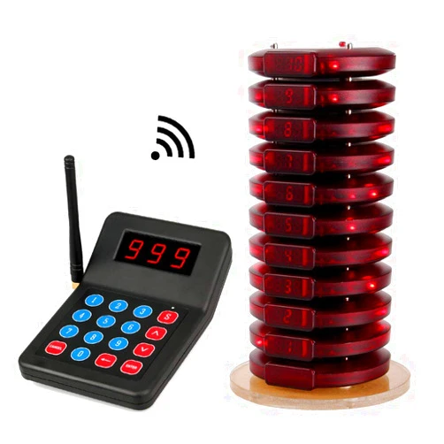 SHIHUI Restaurant Call Coaster Pager 10 Guest Waiting Pager/Wireless Paging System for Servers for Restaurant Church Food Truck Coffee Shop Office