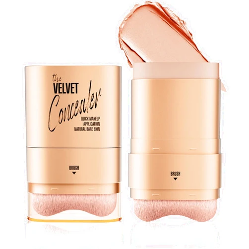 MooGlamor Double-ended Concealer Stick Foundation Stick with Built-in Soft Brush and Natural Finish Concealer Foundation Sticks for Multi-Use Face Makeup (#151 Nude Apricot)