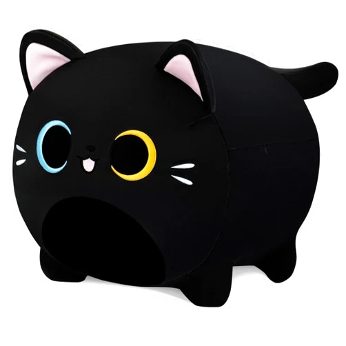 Auspicious beginning Black Cat Plush Pillows-16''Black Cat Plushies with Different Eyes, Cat Plush Pillow, Cat Anime Plush Cute Soft Plush Cat Plushie Stuffed Cat Stuffed Animals, Birthday Gift for Kids Girls Boys