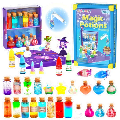 LDomet Freezing Magic Potion Kits for Kids - DIY Make 24 Bottles Gradient Potions, Creative Art Craft Kit for Girls, Fun Birthday Gift Toys for Girl 6 7 8 9 10