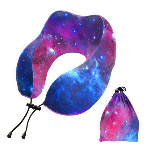 OTVEE Travel Pillow Starfield Starry Sky U Shaped Neck Pillow Memory Foam Pillow for Airplane Office Sleeping