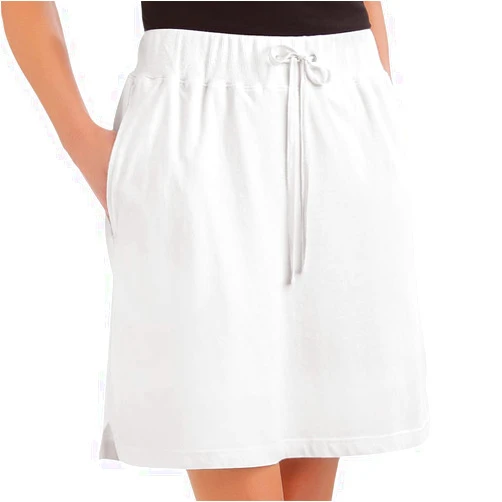 Collections Etc Drawstring Cotton Knit Pull-On Skort with Elastic Waistband - Casual Summer Apparel