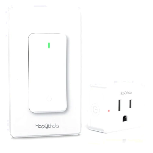 HAPYTHDA Remote Control Outlet, Wireless Wall Mounted Light Switch, 15A/1500W Remote Plug in On Off Switch for Lamps & Household Appliances, No Wiring, 300 FT RF Range, Compact Design, TUV Listed
