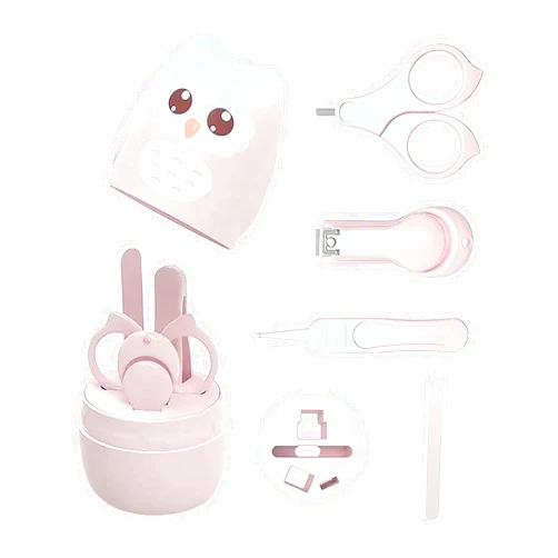PandaEar Baby Nail Manicure Pedicure Grooming Care Kit (4 Pack)| Clippers Scissors File Tweezers | Newborn Infant Toddler Kids|1 Months Plus (Pink)