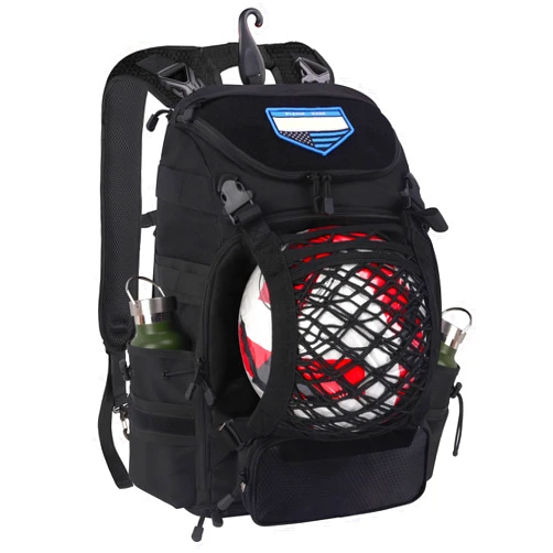 Yoson.k Soccer Basketball Football Volleyball Sport Backpack Training Pack With Ball Compartment Bottle Holder for Youth Men (black grey)