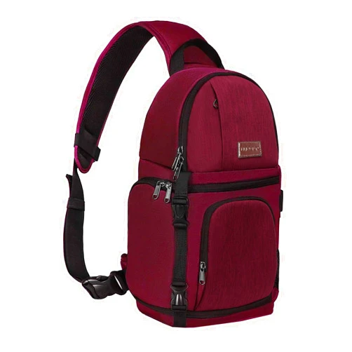 MOSISO Camera Sling Bag, DSLR/SLR/Mirrorless Camera Case Shockproof Photography Camera Backpack with Tripod Holder & Removable Modular Inserts Compatible with Canon/Nikon/Sony/Fuji, Wine Red
