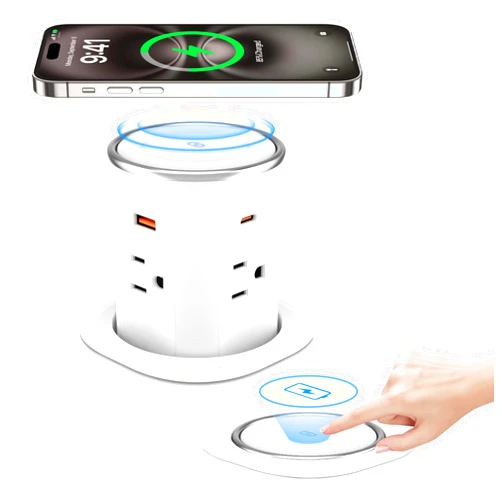 ANNQUAN Motorized Pop Up Countertop Receptacle with 15W Wireless Charger,Max 20W Power Delivery,3.15