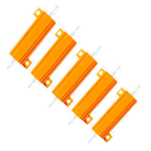 HL Electronic Business 5Pcs 50 Watt 6 Ohm Aluminum Case Resistor with 5% Tolerance Aluminium Housing Chassis Mount Wirewound Power Resistors Glod