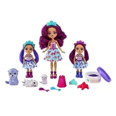 Mattel Enchantimals Family Toy Set, Ottavia Otter Doll (6-in) with Little Sibling Dolls (4-in) and 3 Otter Animal Figures, Great Gift for Kids Ages 3 and Up