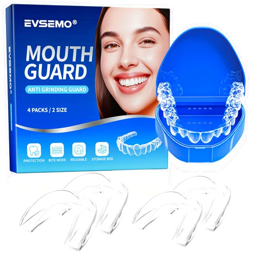 Evsemo Anti Grinding Guard for Clenching Teeth at Night, Mouth Guard for Grinding Teeth at Night, Teeth Grinding Mouthguards for Sleeping, Comfortable Grinding Guard for Adults