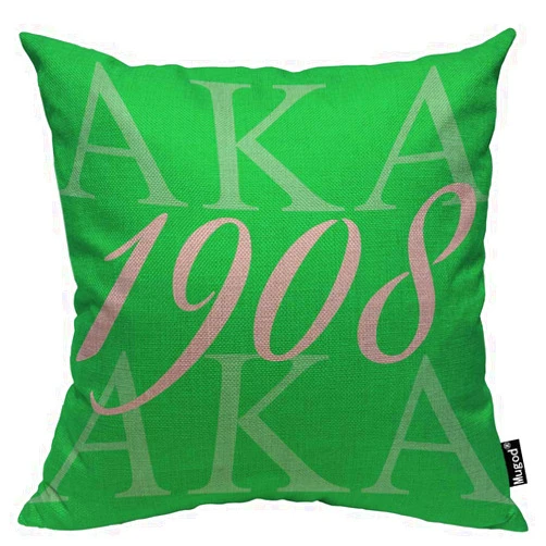 Mugod AKA 1908 Throw Pillow Also Known As Abbreviation Hip Hop Style Pink Green White Cotton Linen Square Cushion Cover Standard Pillowcase 18x18 Inch for Home Decorative Bedroom/Living Room/Car