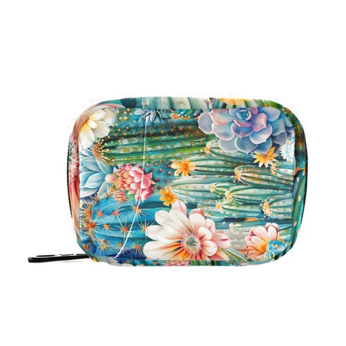 xigua Cactus Pill Case 7-Day Travel Pill Organizer Box with Zipper Closure for Vitamins, Medication and Supplements