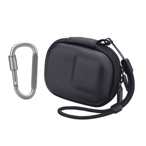 Flymile Carrying Case for DJI OSMO Action 5 Pro/4/3, Portable Storage Bag for GoPro/Insta360 Ace Ace Pro, PU Hard Shell Travel Case with Wrist Strap & Carabiner Kit Accessories(Black)
