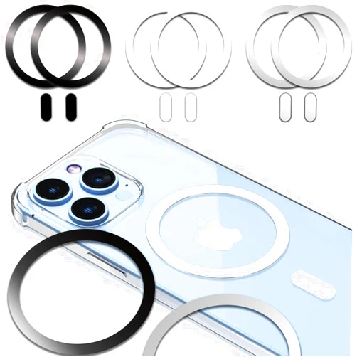 Python Trend One Metal Ring Adhesive Sticker Rings for iiPhone 12 13 14 15 Case Converter Kit Accessories, Magnetic Car Magnet Mount Adapter Metal Rings (not Magnet), Black, White, Silver