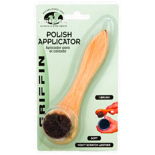 Griffin Polish Applicator - Soft Horsehair & Wooden Handle Brush for Shoe Leather