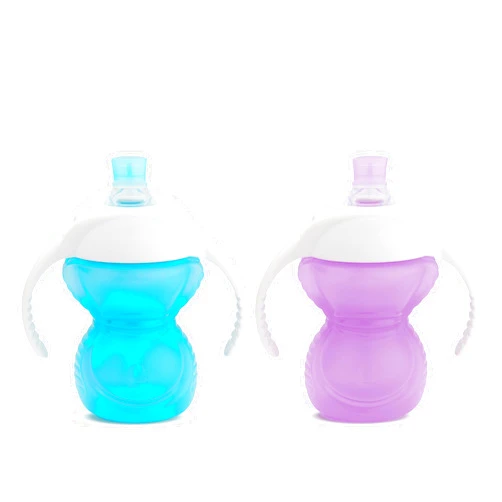 Munchkin® Click Lock™ Bite Proof Trainer Cup, 7 Ounce, 2 Pack, Blue/Purple