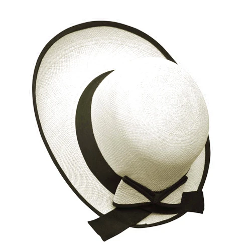 Ecua-Andino Hats Original Panama Hat - Women's Elegant Visor - Black Bow Band - Handmade in Ecuador by Ecua-Andino