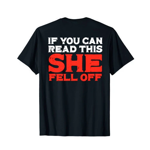 Biker Shirts Motorcycle Rider Men Women Kids Gift If You Can Read This She Fell Off Funny Biker Motorcycle Men T-Shirt