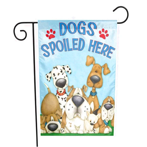 SUMILUOCHEN Outdoor Cute Dogs Garden Flag, Double-Sided Print Welcome Spoiled Dog Yard Flag, Weather Resistant Home Decorative Flag Primitive Decor for Yard Patio Lawn Door Front 12 x 18 in