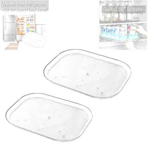 YKX Square Lazy Susan for Refrigerator, Lazy Susan Turntable Organizer for Refrigerator, 15.67'' Countertop Condiment Storage Rack, for Kitchen, Pantry, Cabinet, Dining Table, Refrigerator