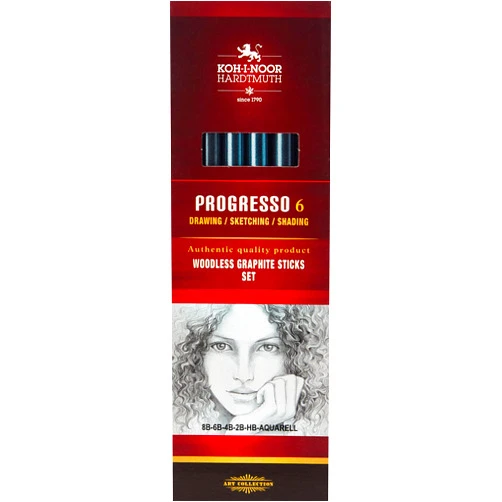 KOH-I-NOOR Progresso Woodless Graphite Pencil Set (Set of 6)