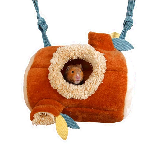 MQ Hamster Hammock Hamster Hanging Bed Hammock Toy Cage Accessories Warm Fleece Nest for Rodents Sugar Glider Guinea Pig (Brown)