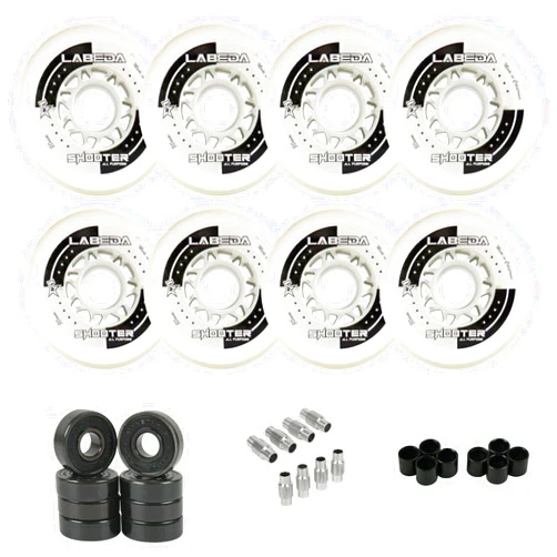 Labeda Shooter Roller Hockey Wheels - 8-Pack and Hybrid Ceramic Bearings - Choose Size/Color