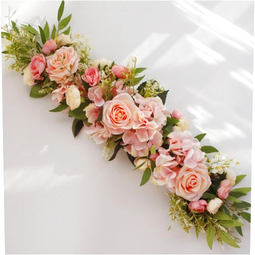 TREETDOBV Rose Swag Flowers,Wedding Arch Flowers Artificial Rustic Flower Swag, Peony Door Wreath, Green Leaves Rose Peony Sunflowers Door Wreath Home Decoration(Pink)